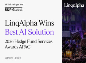 Image: LinqAlpha Wins Best AI Solution at the 2026 Hedge Fund Services Awards