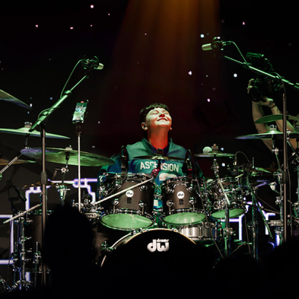 Image: Youngest Ever: 13-Year-Old Caleb Varughese Signed by Roland & DW Drums