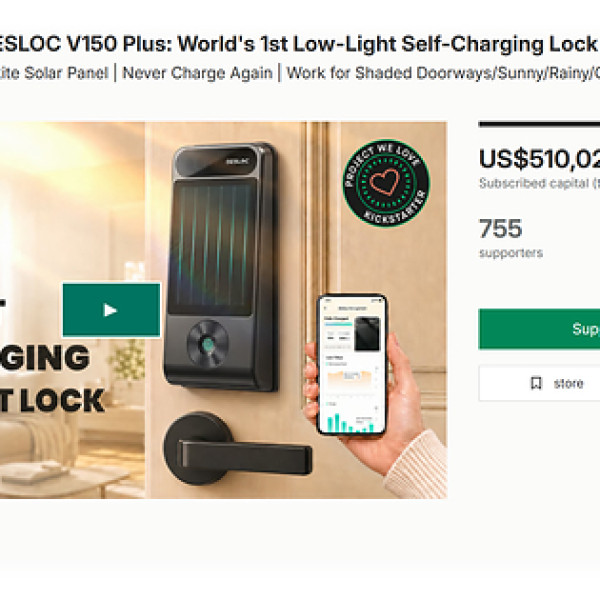 Image: DESLOC V150 Plus Solar Smart Lock Tops $500,000 on Kickstarter, Setting a New Smart Lock Crowdfunding Milestone