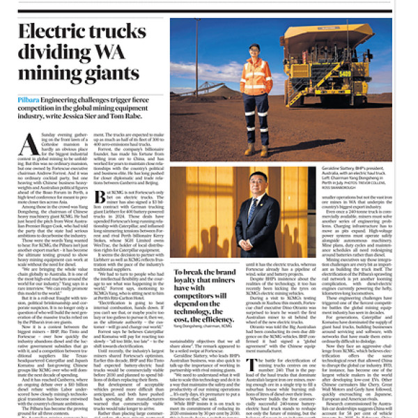 Image: XCMG's Electric Mining Push Featured in The Australian Financial Review