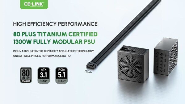 CE-LINK Unveils 1300W ATX 3.1 Fully Modular Gaming PSU Awarded 80 Plus Titanium Certification