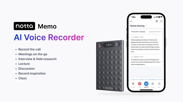 Japanese AI Unicorn Notta Enters Otter AI's Market with Innovative Smart Voice Recorder