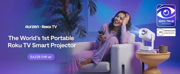 Aurzen Unveils World's First Portable Roku TV Smart Projector, EAZZE D1R Air