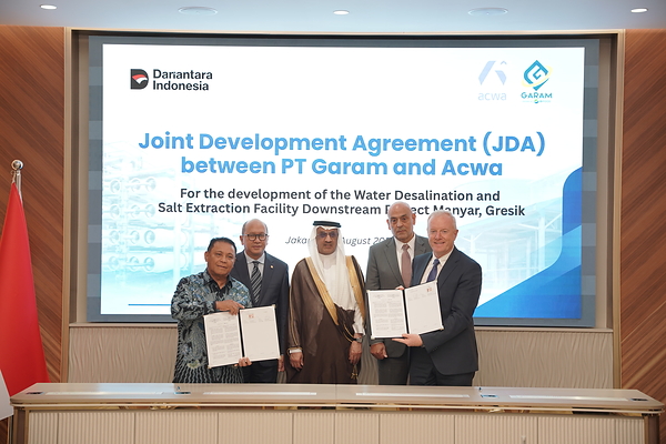 Acwa signs joint development agreement with PT GARAM for Indonesia's first utility-scale integrated seawater desalination and industrial salt project