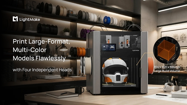 LightMake Unveils L4: A Linear Motor-Powered, Independent Four-Head Desktop 3D Printer