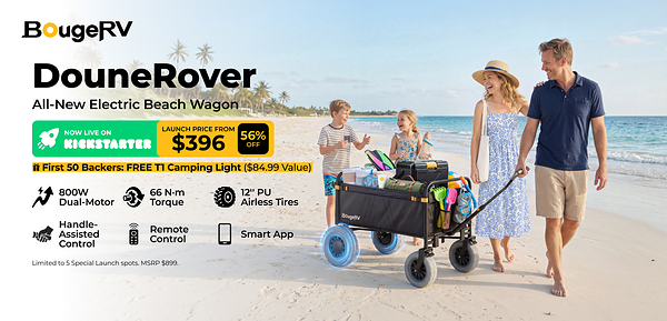 BougeRV Launches DuneRover, an All-New Electric Beach Wagon Built to Make Outdoor Hauling Effortless