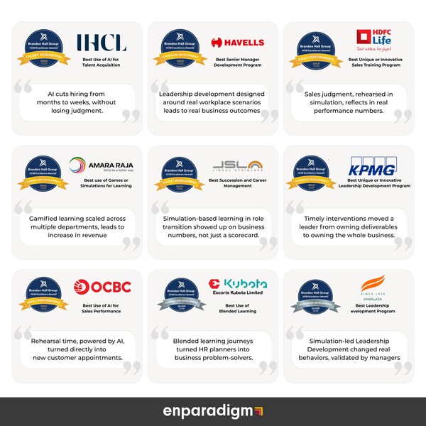 enParadigm Wins 9 Brandon Hall Group HCM Excellence Awards® for its Client Interventions, Including 7 Gold