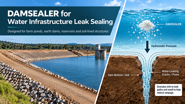SOCO Introduces DAMSEALER Polymer for Leak Sealing in Farm Ponds, Earth Dams and Soil-Lined Water Structures